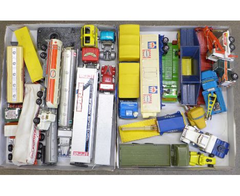 A collection of mainly model articulated lorries, pick-up vehicles, Matchbox and others plus a Dinky Foden Flatbed Army Truck