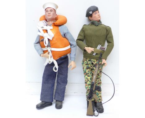 Two Action Man figures, Sailor and Commando