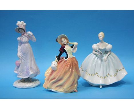 Two Royal Doulton figures and a Worcester figure