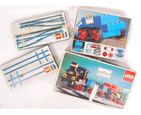 A collection of 4x vintage Lego System railway related sets. Comprising of; 171 Train Set, Lego System Motor Set, 154 Track a