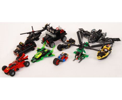 A collection of assorted Lego Super Heroes custom made MOC vehicles. Most Batman related. To include several larger scale veh