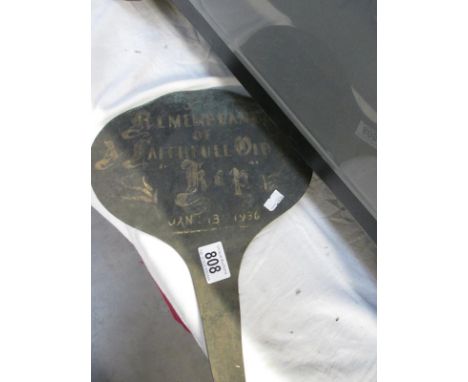 A old metal planter sign Remembrance of Faithful Old Kip ? Jan 13 1936