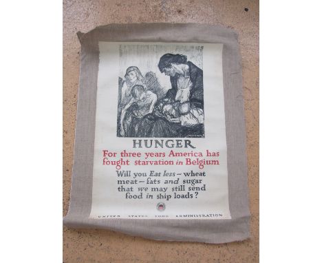 An American First World War fund-raising poster Hunger, designed by Henry Raleigh, published by the United States Food Admini