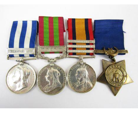 A Victorian campaign medal group comprising Egypt medal with clasp Gemaizah 1888, India medal with clasp Relief of Chitral 18