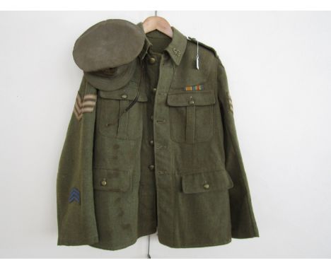 A First World War 58th Battalion Canadian Expeditionary Force sergeant's Service Dress tunic and trench cap (chin strap a/f)