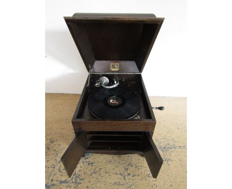 A 1920s HMV Model 127 oak-cased table model gramophone