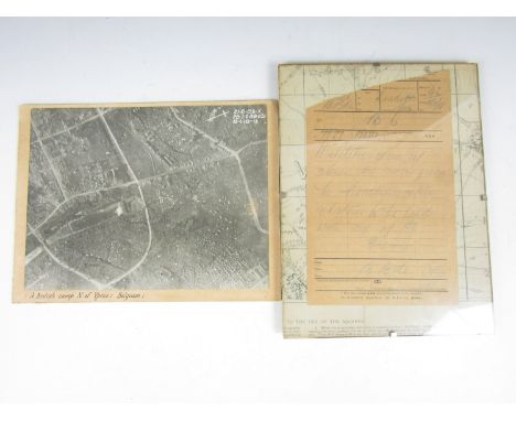 A First World War aerial photograph and an Armistice notification field message 