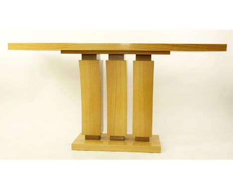 Modern Art Deco Style Satinwood Console Table. Minor Rubbing and scuffs otherwise good condition. Measures 32-1/4" H x 60" W 