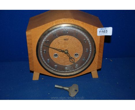A 1960's style Smith Enfield Mantle Clock with key.