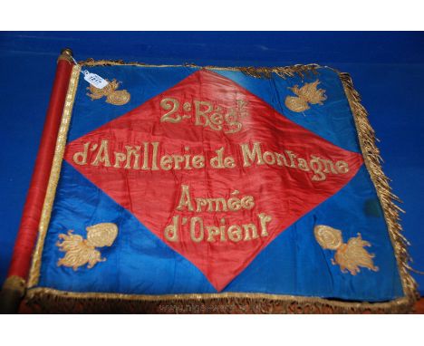 First World War interest: a very rare French military Flag for the Alpine regiment " 2e Regt Artillerie de Montagne Armee d'O