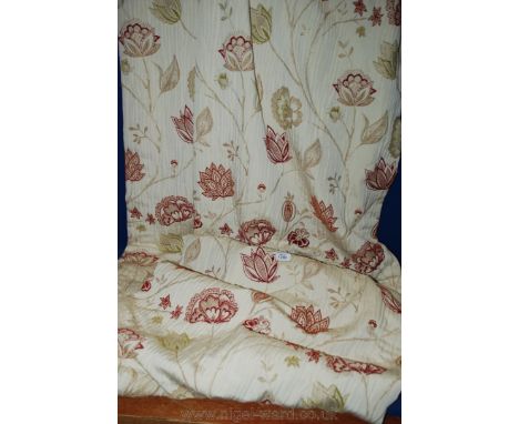 A pair of red and gold embroidered Curtains, 26'' x 90'' drop.