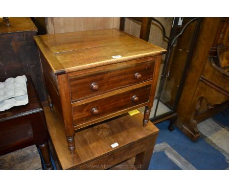 A 19th c. Mahogany Commode Chest, having cleated edge three plank top,  lifting to reveal empty compartment, the top having t