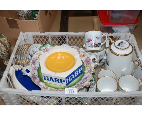 A Meakins Coffee Set, Carltonware Draught Guiness ashtray and a Wade Harp ashtray.