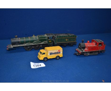 A Triang Hornby R759 OO gauge 4-6-0 Tender Locomotive ''Albert Hall'' No. 4983, some parts missing, a red livery 0-4-0 side t