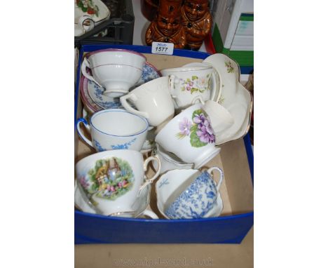 A quantity of Cups and saucers including Royal Osborne, Royal Dover, Wedgwood, etc.