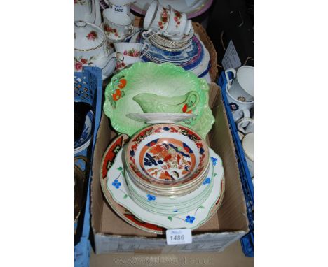 A Ridgway part Fruit Set and two Carltonware Dishes, sauce Jug and stand