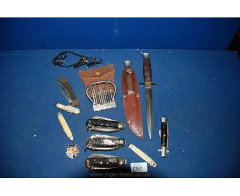 A collection of old Penknives and a dagger