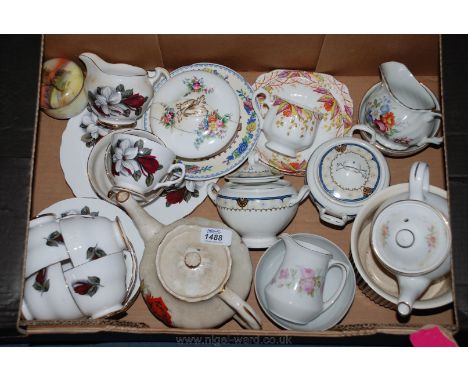 A quantity of china including a Dorchester Teaset, two J & G Meakin lidded pots, Foley milk jug and sugar bowl, old Worcester