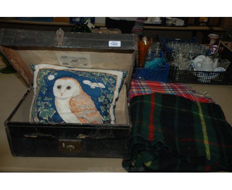 Two travel Rugs and a William Insall Trunk and Cushion