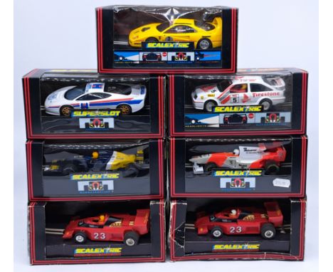Scalextric, a group of 1:32nd scale Racing Slot Cars to include (1) H.2024 Jaguar XJ 220 Hisinsa - 30th Anniversary; (2) C.18