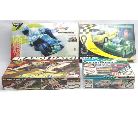 Scalextric, a group of Slot Racing Sets to include C.652 Austin Rover; C.788 Brands Hatch; C.1051 Beetle Cup; Moto GP3 - Gibe