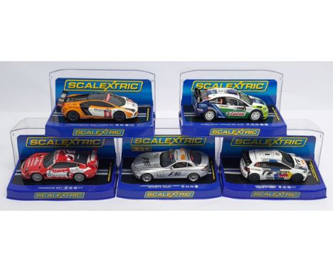 Scalextric, a group of 1:32nd scale Racing (and related) Slot Cars to include (1) C2756 Mercedes-Benz SLR McLaren - F1 Safety