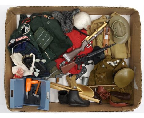 Palitoy Action Man vintage loose clothing/accessories to include guns, various part outfits, helmets/hats plus others - see p