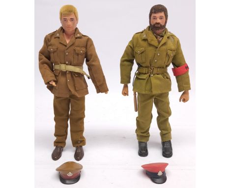 Palitoy Action Man vintage pair to include (1) flock hair, gripping hands figure dressed in Royal Military Police uniform; (2