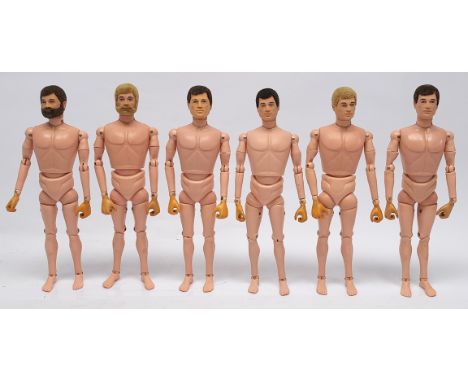 Palitoy Action Man vintage loose/undressed flock hair, gripping hands figures (all of the hands have discoloured and some hav