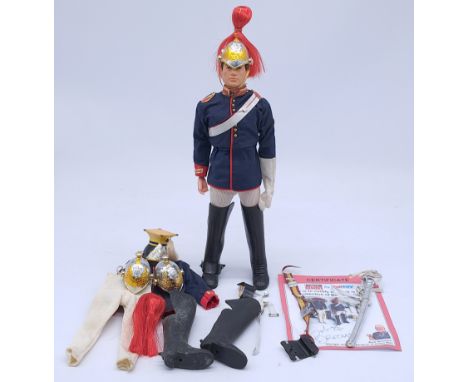 Palitoy Action Man vintage loose The Royal Horse Guards (Blues) figure, flock hair, plastic hands, wearing tunic, breeches, p