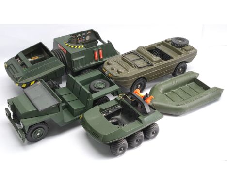 Palitoy Action Man (and similar) vintage vehicles group to include #34713 Land Rover with spare wheel; (2) #34737 Multi Terra