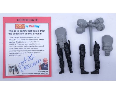 Palitoy Action Force Test Shots for the SAS Attack Trooper figure - heads are still on the sprue, pair of legs, legs fitted t
