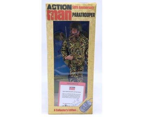 Hasbro/Art &amp; Science Action Man 50th Anniversary Paratrooper figure.&nbsp; This figure was displayed at AMCon 2016, held 