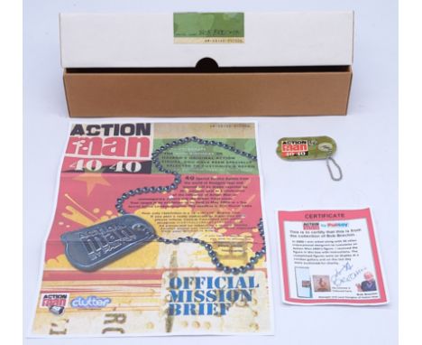Action Man Bob Brechin's 40 40, 2006 40th anniversary figure box with leaflet and keyring (no figure included), personally si