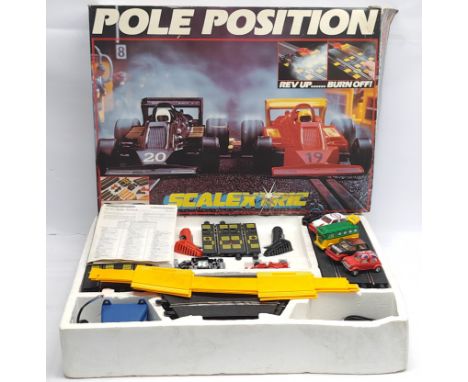 Scalextric C695 Pole Position Racing Set - include slot cars, 2 x hand-held controllers, power supply, track and accessories,