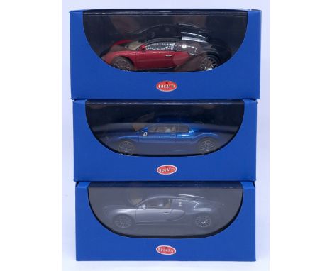 Auto Art (Gateway Global) Bugatti 1:32nd scale Slot Cars group to include (1) 13291 EB 16.4 Veyron (Genf 2003); (2) 13292 sim