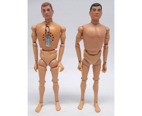 Palitoy Action Man vintage pair of loose/undressed painted hair, plastic hand figures, includes 1 Talking Commander Figure (t