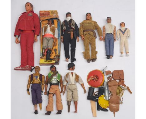 A mixed group of vintage Action Figures to include "The Six Million Dollar Man", The Lone Ranger figures - Tonto &amp; Butch 