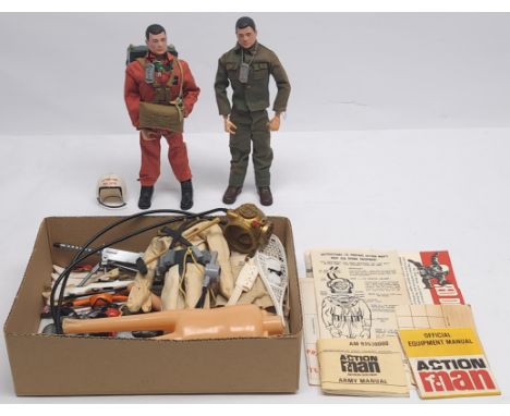 Palitoy Action Man vintage loose/unboxed group to include (1) Red Devil Parachutist, dark painted hair, plastic hands, wearin