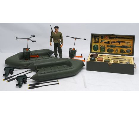 Palitoy Action Man vintage loose/unboxed group to include (1) dressed flock hair, gripping hands (hands have hardened and bec