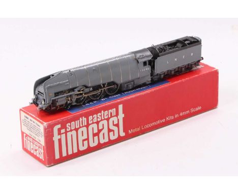 South Eastern Finecast kit built LNER W1 (Hush-Hush) 4-6-4 loco &amp; tender, light grey, finescale wheels, 2-rail current co