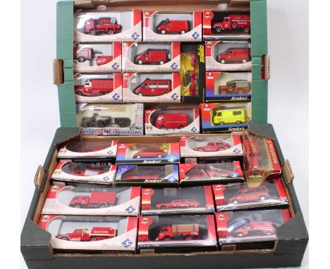 Two trays containing a collection of various Solido mainly 1/43 scale Emergency services vehicles to include a No. 4812 Renau