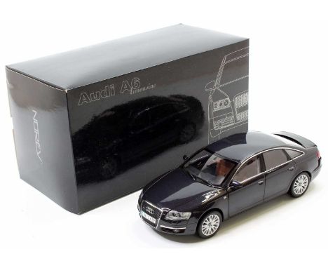 Norev 1/18th scale diecast No. 188302 Audi A6 Limousine in metallic grey and housed in its original pictorial card box, the b