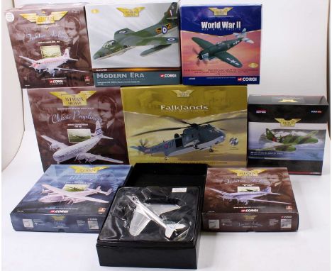 Corgi Aviation Archive mixed scale boxed aircraft group of 9 to include, AA33401 Westland Seaking Helicopter, AA32707 Hawker 