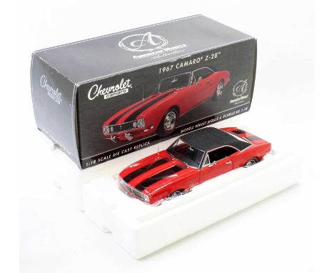 ERTL American Muscle Authentics 1/18th scale No. 33272 Chevrolet Camaro Z-28 finished in red and housed in its polystyrene an