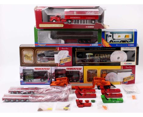 A collection of Corgi Toys modern issues comprising Heavy Haulage low loader trailers and 1/50th scale trucks to include No. 