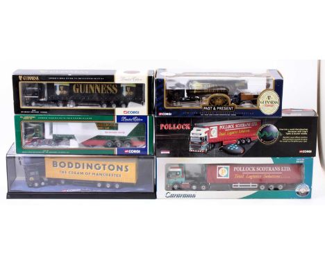 Corgi Toys and Cararama modern trucks limited edition 1/50th scale road haulage group of 5 to include No. 75407 Leyland DAF C