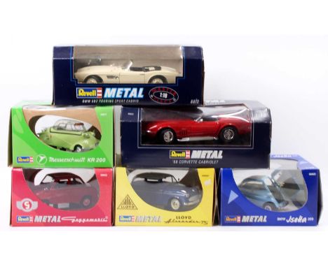 Revell 1/18th scale diecast group of 6 to include No. 08820 BMW Isetta 250, No. 08952 Goggomobil, No. 08960 Lloyd Alexander T