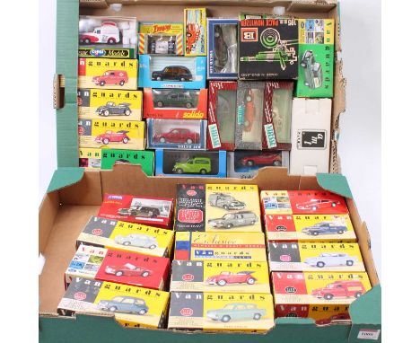 Two trays containing a collection of mainly 1/43 scale diecast vehicles to include Vanguards, Britains, Lonestar and others, 