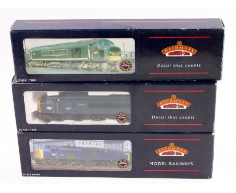 A Bachmann boxed diesel locomotive group, three examples to include a No. 32-675 Artillery Man, BR green Class 45 diesel loco